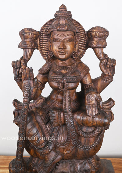 Blessing Mangala MahaLakshmi Auspicious Wooden Sculpture 24"