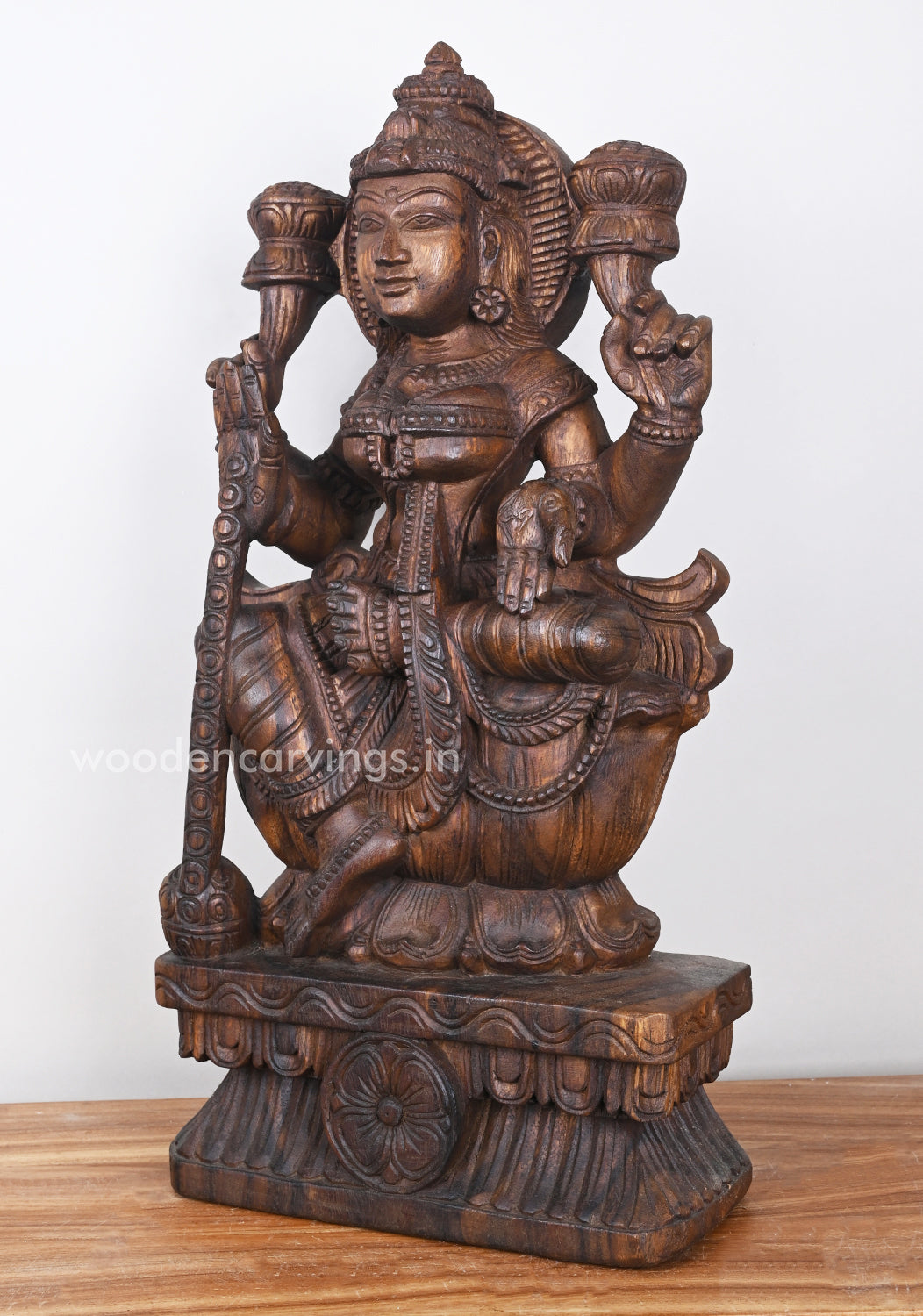 Blessing Mangala MahaLakshmi Auspicious Wooden Sculpture 24"