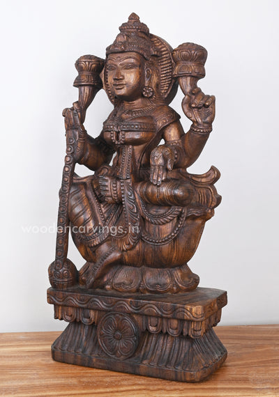 Blessing Mangala MahaLakshmi Auspicious Wooden Sculpture 24"