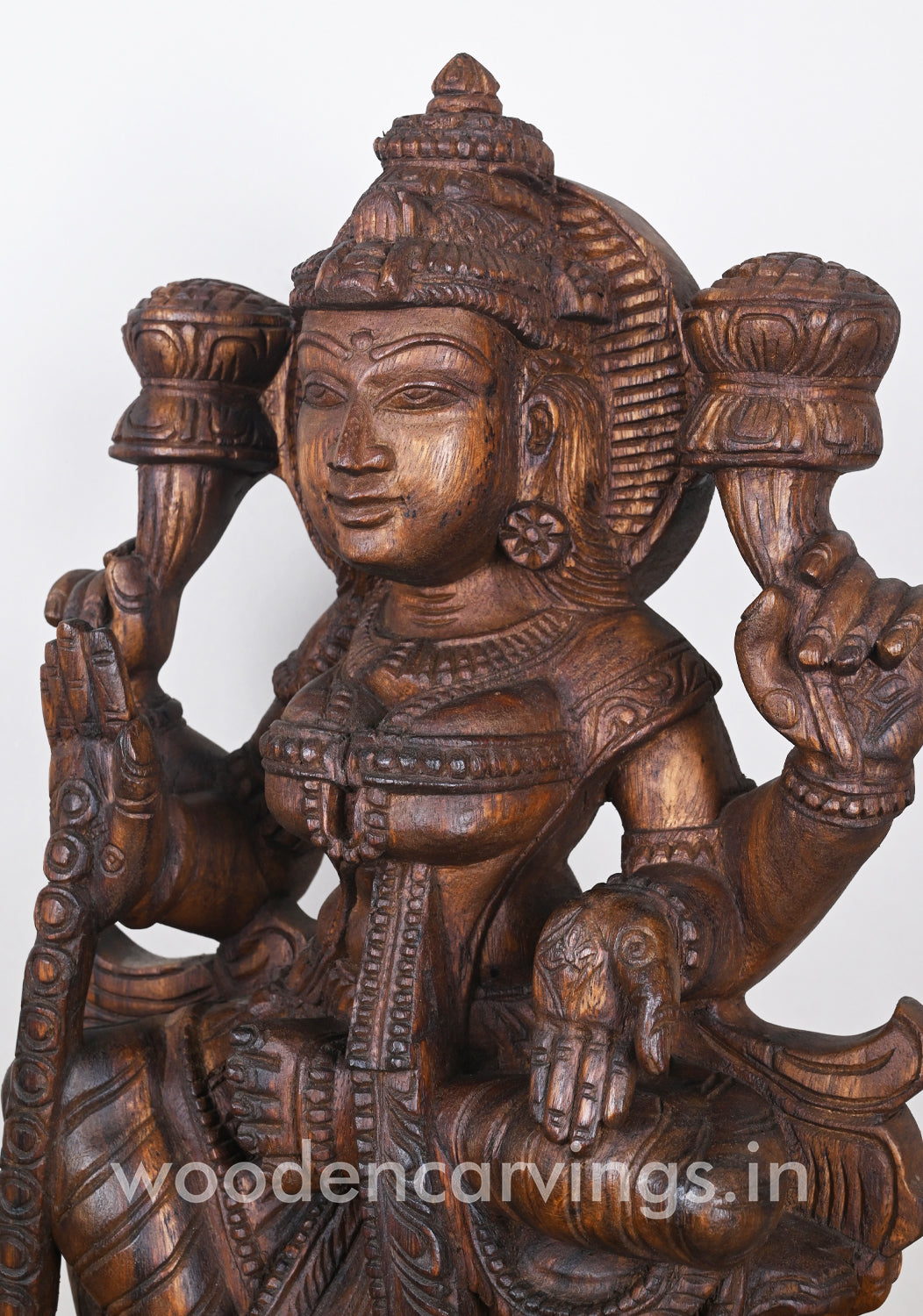 Blessing Mangala MahaLakshmi Auspicious Wooden Sculpture 24"