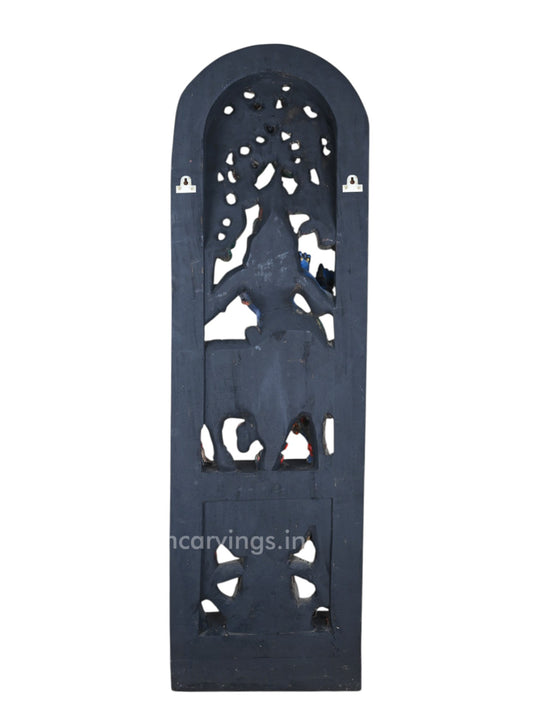 Lord Krishna Standing with Cow | 48" Handcrafted Wooden Idol
