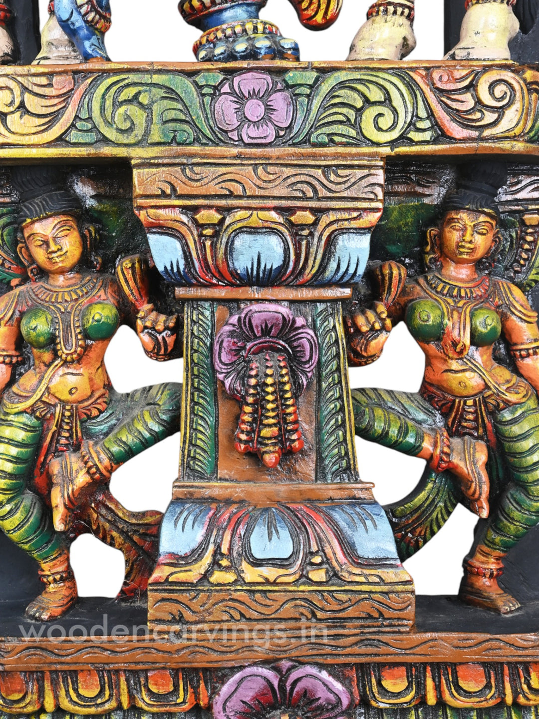 Lord Krishna Standing with Cow | 48" Handcrafted Wooden Idol