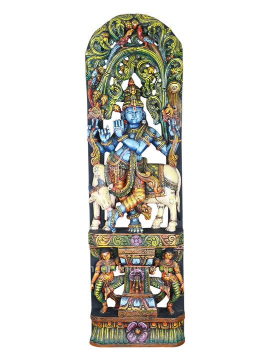 Lord Krishna Standing with Cow