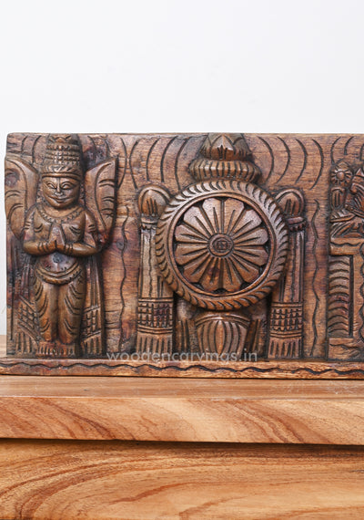 Padmavathi Balaji With Lord Garuda and Lord Hanuman Wooden Panel 36"