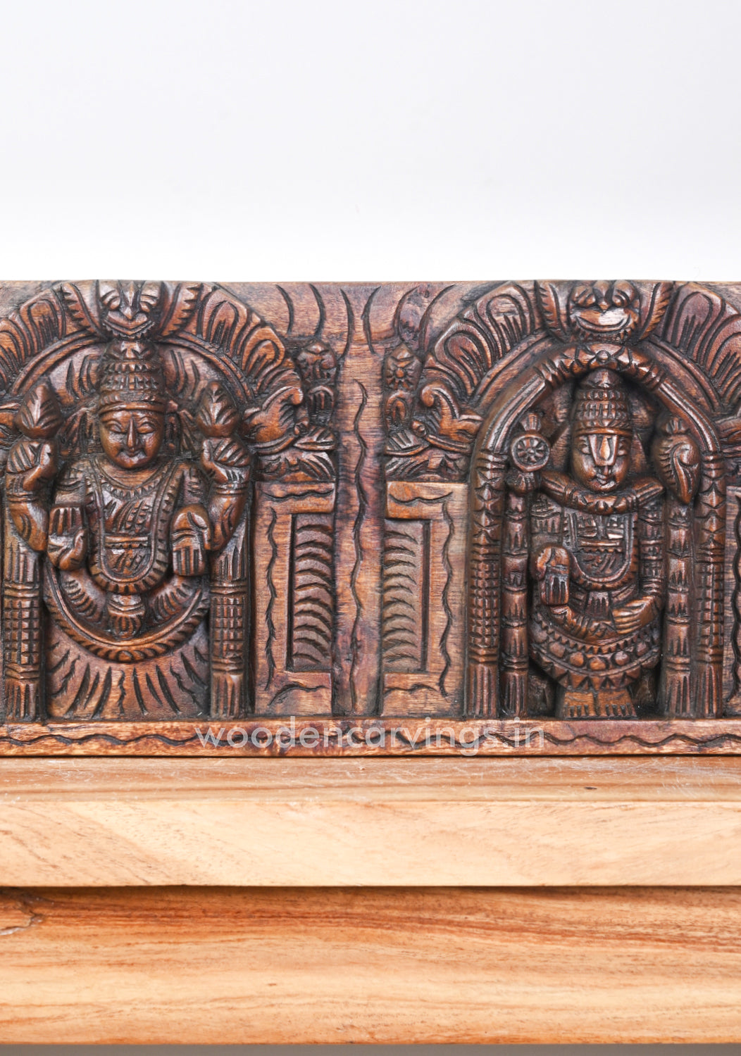 Padmavathi Balaji With Lord Garuda and Lord Hanuman Wooden Panel 36"