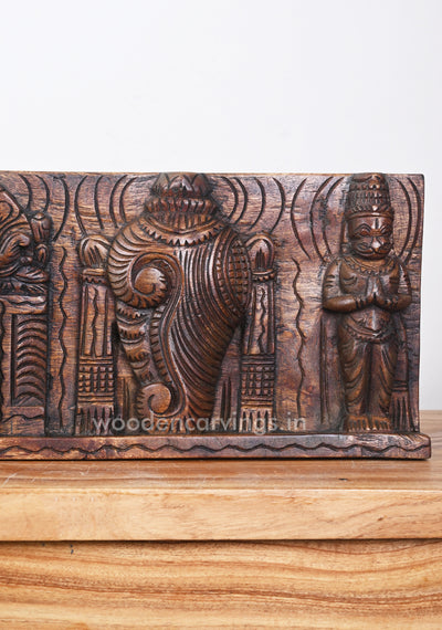 Padmavathi Balaji With Lord Garuda and Lord Hanuman Wooden Panel 36"