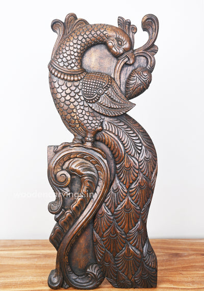 Standing Peacock bite Tree Leaf Vertical Designed Wall Mount 24"