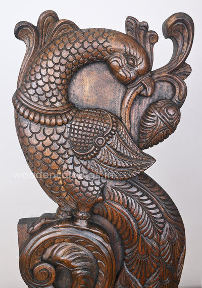 Standing Peacock bite Tree Leaf Vertical Designed Wall Mount 24"