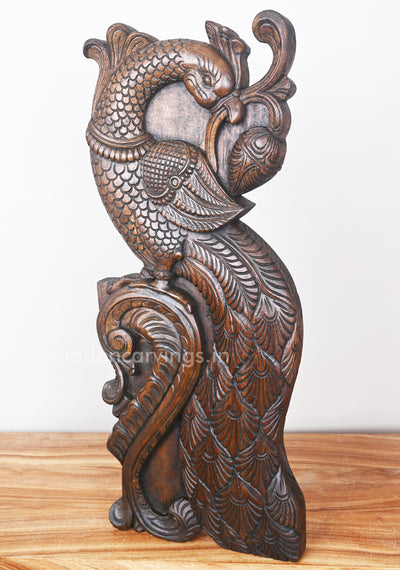 Standing Peacock bite Tree Leaf Vertical Designed Wall Mount 24"