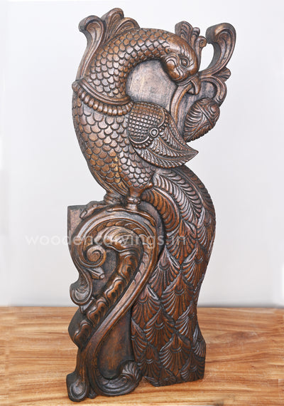 Standing Peacock bite Tree Leaf Vertical Designed Wall Mount 24"