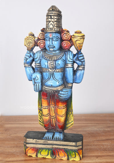 Maha Vishnu Briskly Standing on Beedam Holding Shanku,Chakra Ayuthas Sculpture 12"