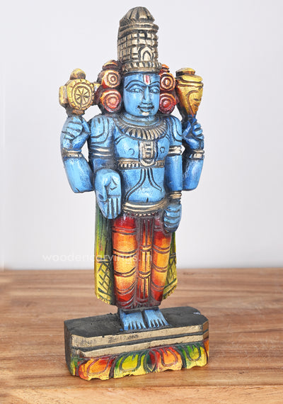 Maha Vishnu Briskly Standing on Beedam Holding Shanku,Chakra Ayuthas Sculpture 12"