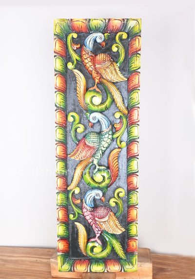 Stunning Handmade Vertical Parrots Multicoloured Wall Panel Decor For Your Home 35"