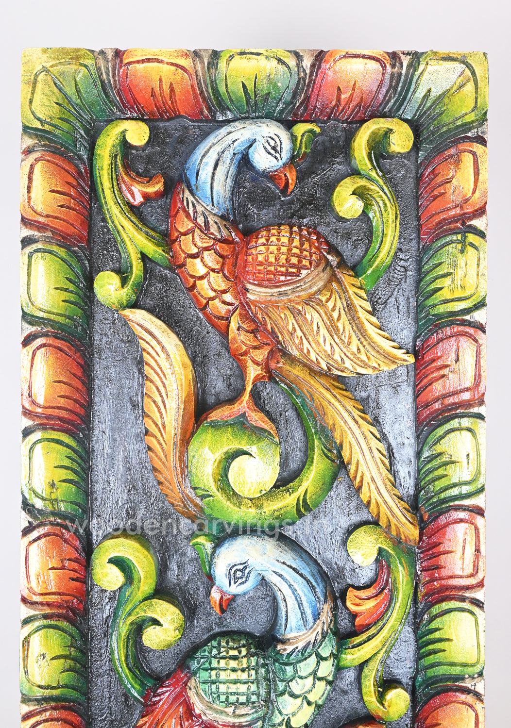 Stunning Handmade Vertical Parrots Multicoloured Wall Panel 35"