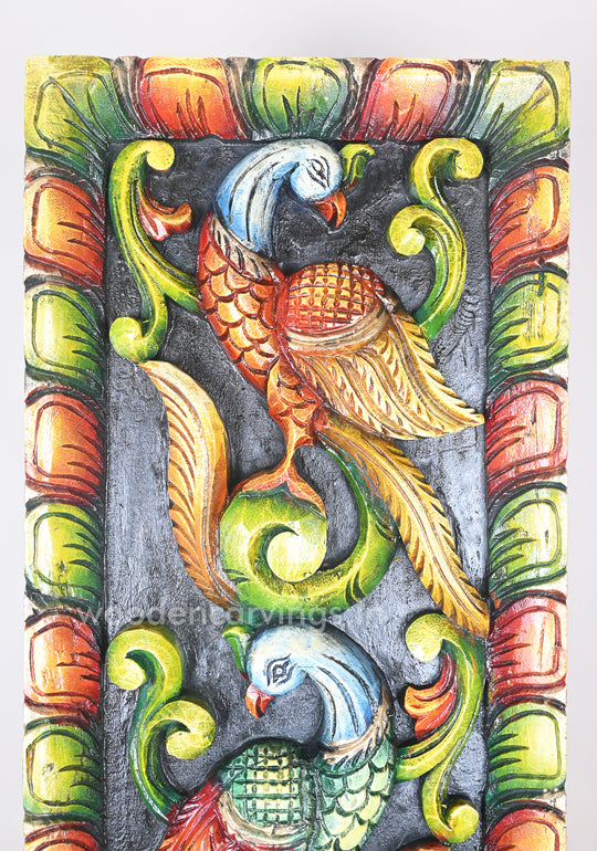 Stunning Handmade Vertical Parrots Multicoloured Wall Panel 35"