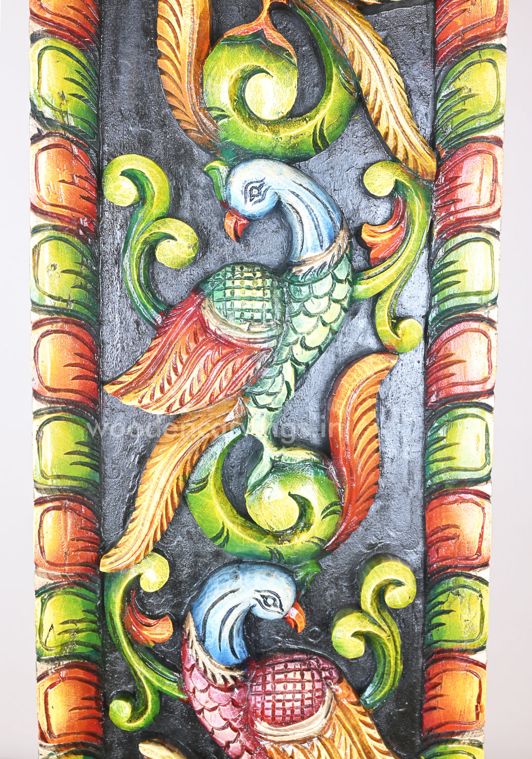 Stunning Handmade Vertical Parrots Multicoloured Wall Panel 35"