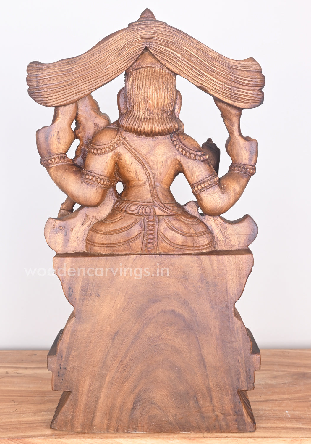 Devi Parvathi Seated on Mahadev's Lap and Blessing people in Mudra Abhaya Wooden Sculpture 24"