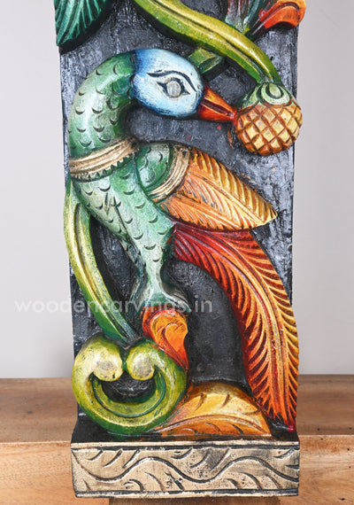 For Your Home Entrance Vertical Standing Peacock Relaxed on Tree Multicoloured Wall Mount 37"