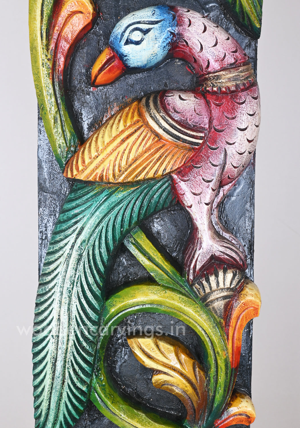 For Your Home Entrance Vertical Standing Peacock Relaxed on Tree Multicoloured Wall Mount 37"