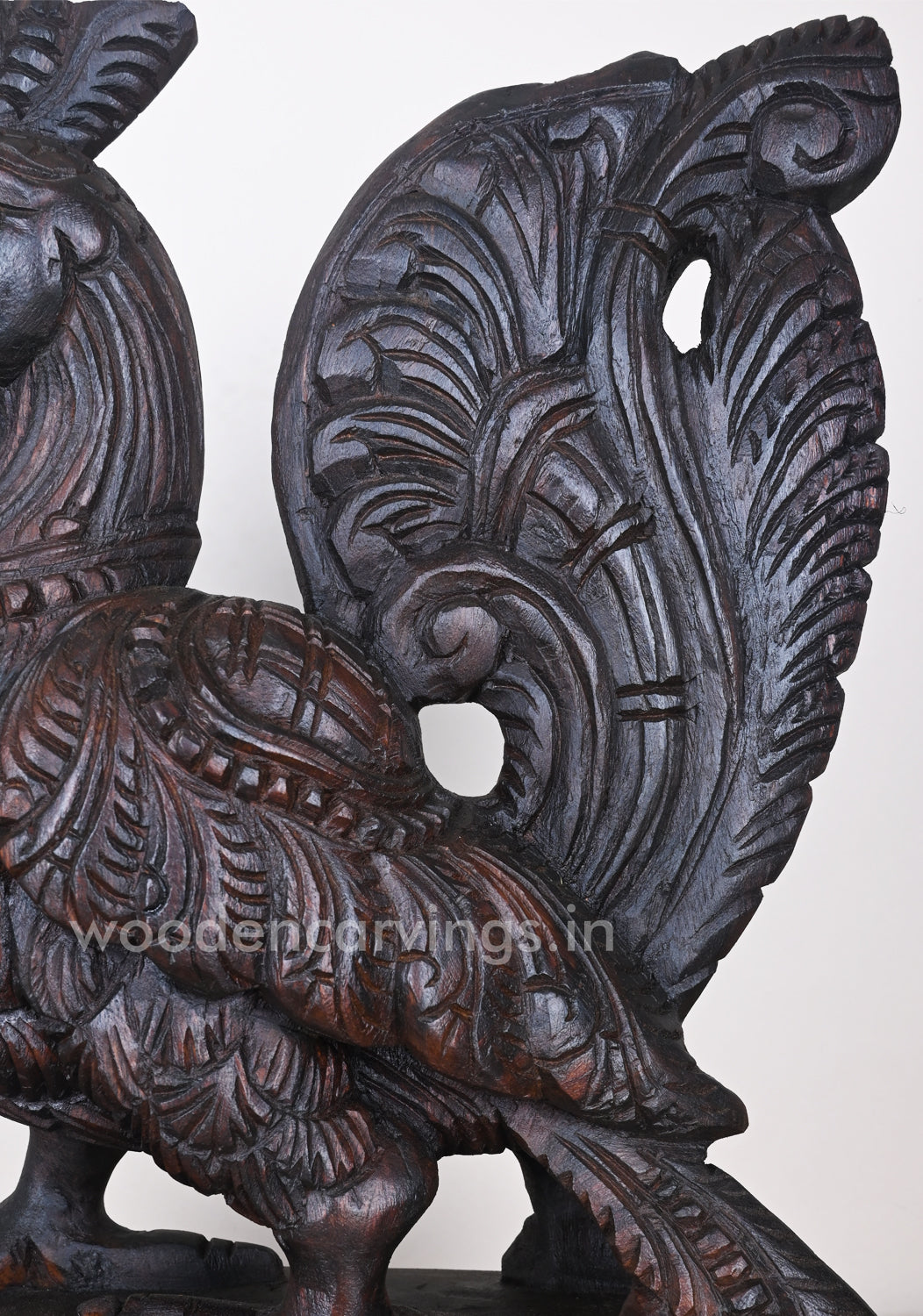 Showpiece of Briskly Standing Hamsa Bird (Annapakshi) Dark Brown Finishing Sculpture 19"