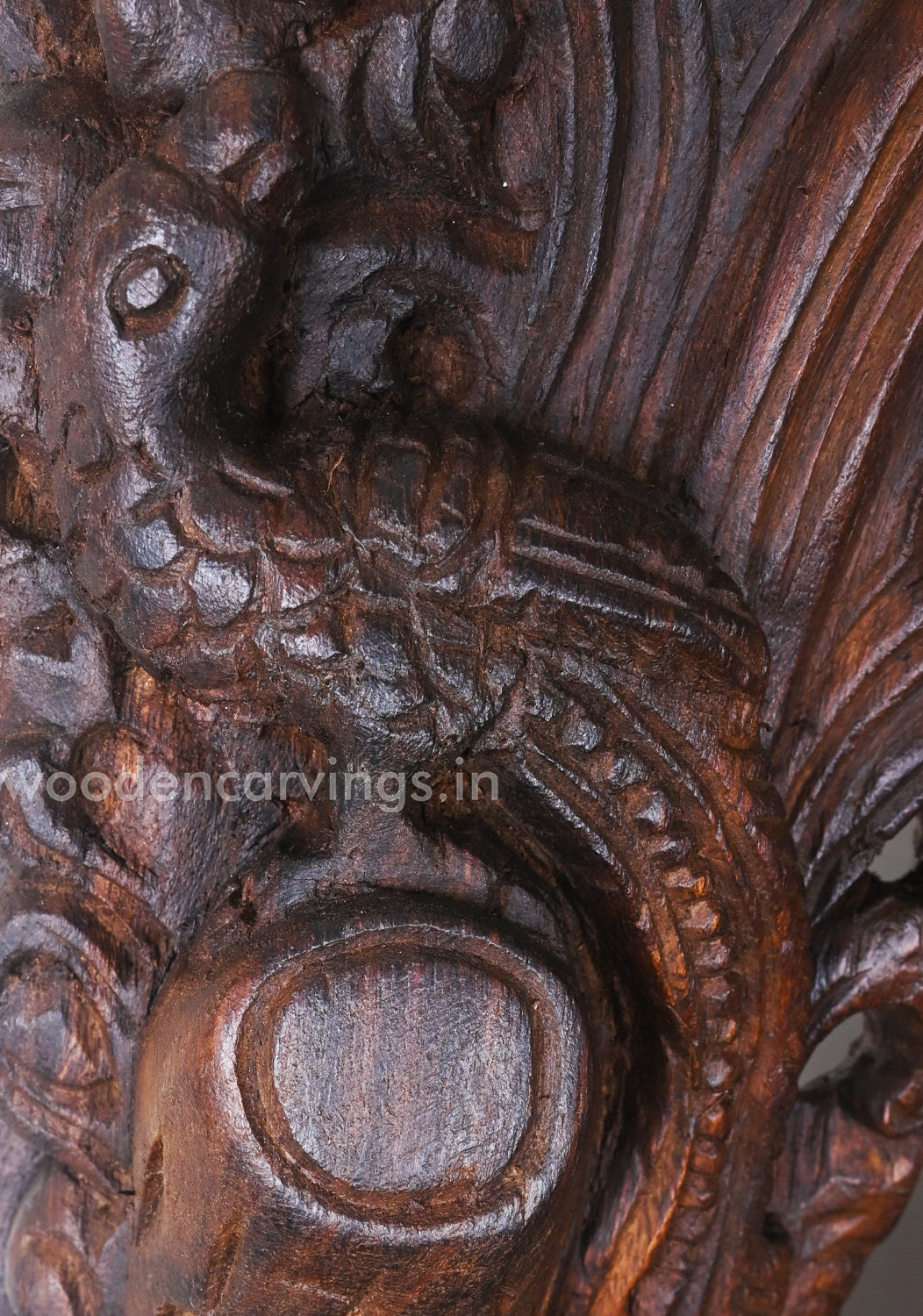 Aadaa Lord Ganesha Standing on Kamal (Lotus) in One Leg Having Four Hands Wooden Jali Work Wall Mount 37"