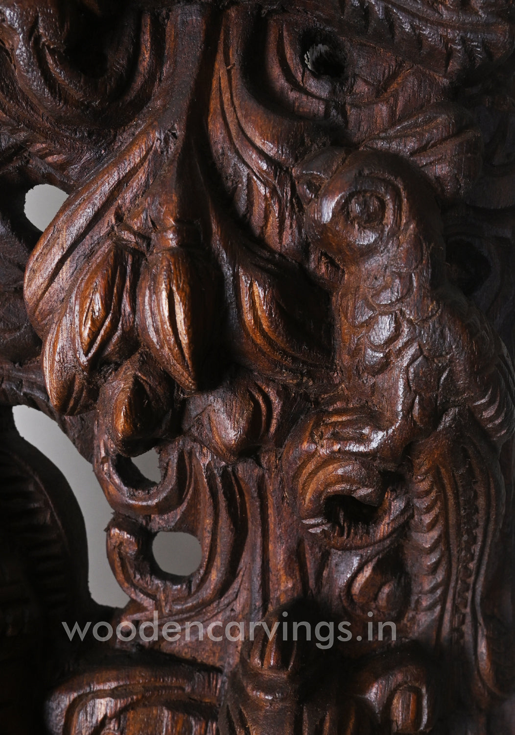 Aadaa Lord Ganesha Standing on Kamal (Lotus) in One Leg Having Four Hands Wooden Jali Work Wall Mount 37"