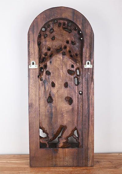 Different Hand Gesture of Ankusha Ganesha Standing on Base in dancing Posture Wooden Jali Work Wall Mount 36"