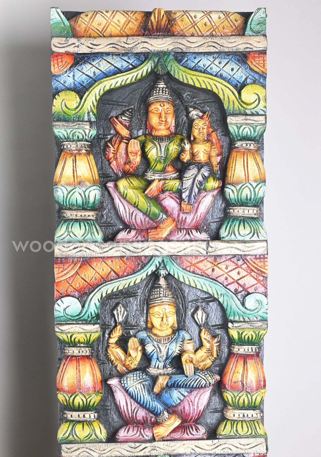 Door Decor Vertical AstaLakshmi Pillar Design Stunning Art Work Multicoloured Wall Panel 60"