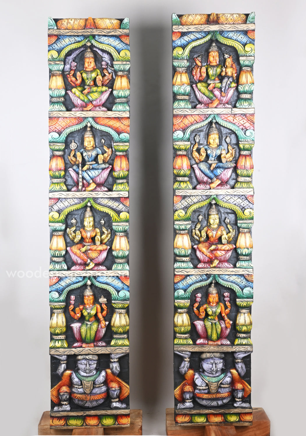 Door Decor Vertical AstaLakshmi Pillar Design Stunning Art Work Multicoloured Wall Panel 60"