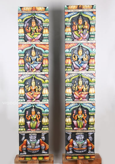 Door Decor Vertical AstaLakshmi Pillar Design Stunning Art Work Multicoloured Wall Panel 60"