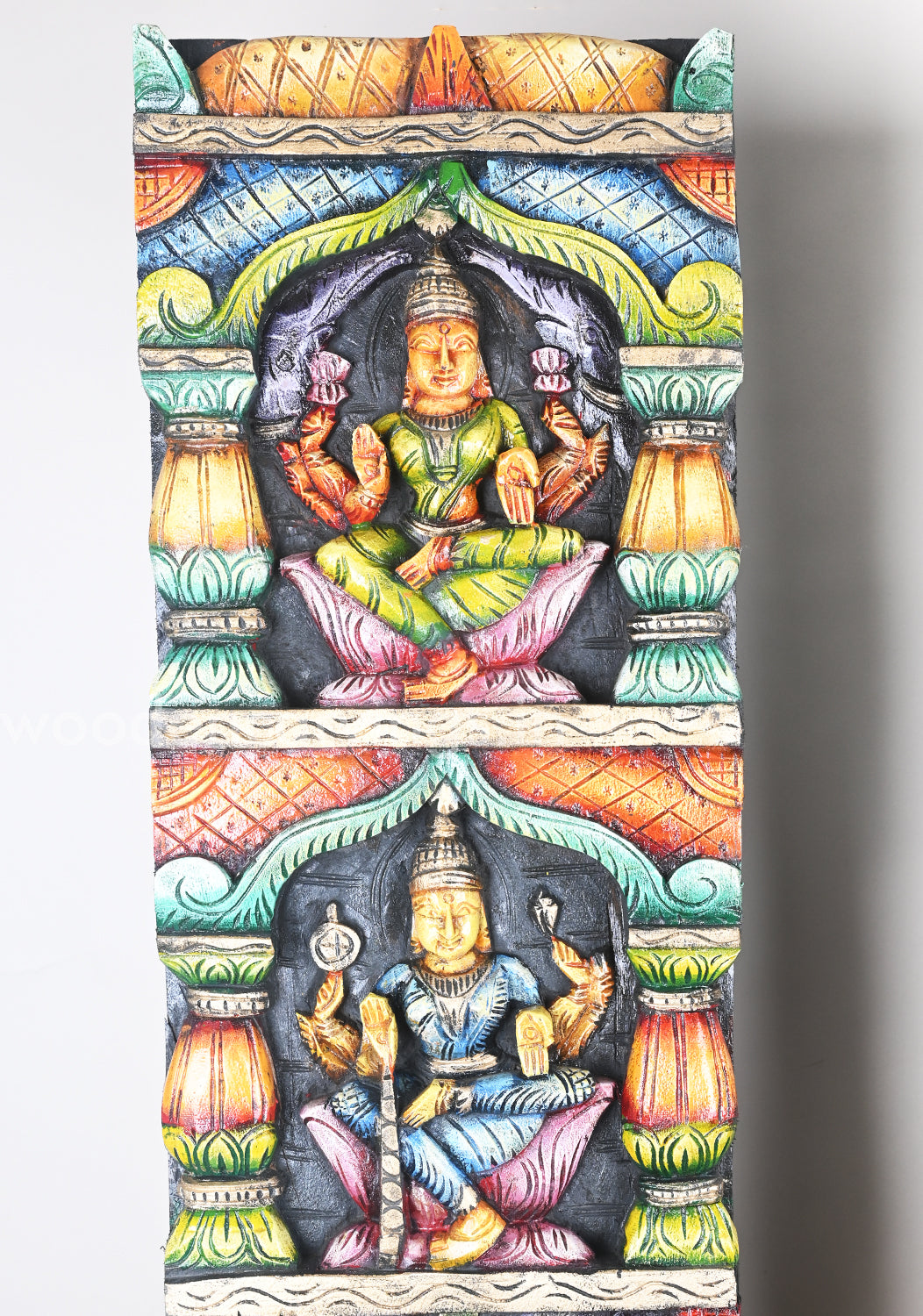 Door Decor Vertical AstaLakshmi Pillar Design Stunning Art Work Multicoloured Wall Panel 60"