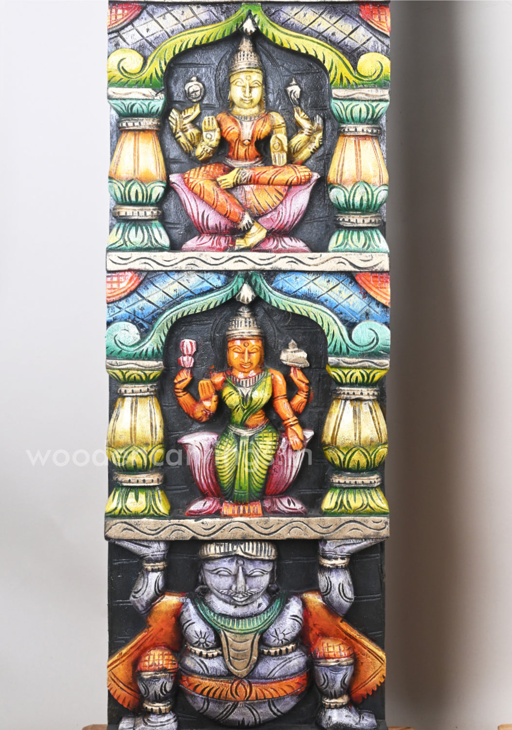 Door Decor Vertical AstaLakshmi Pillar Design Stunning Art Work Multicoloured Wall Panel 60"