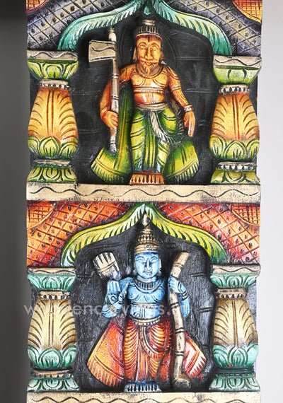 Mahavishnu Dasavatar Vertical Decorative Entrance Decor Wooden Wall Panel 72"