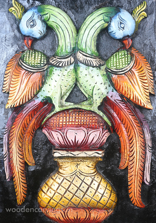 Paired Colourful wooden Parrots Standing 