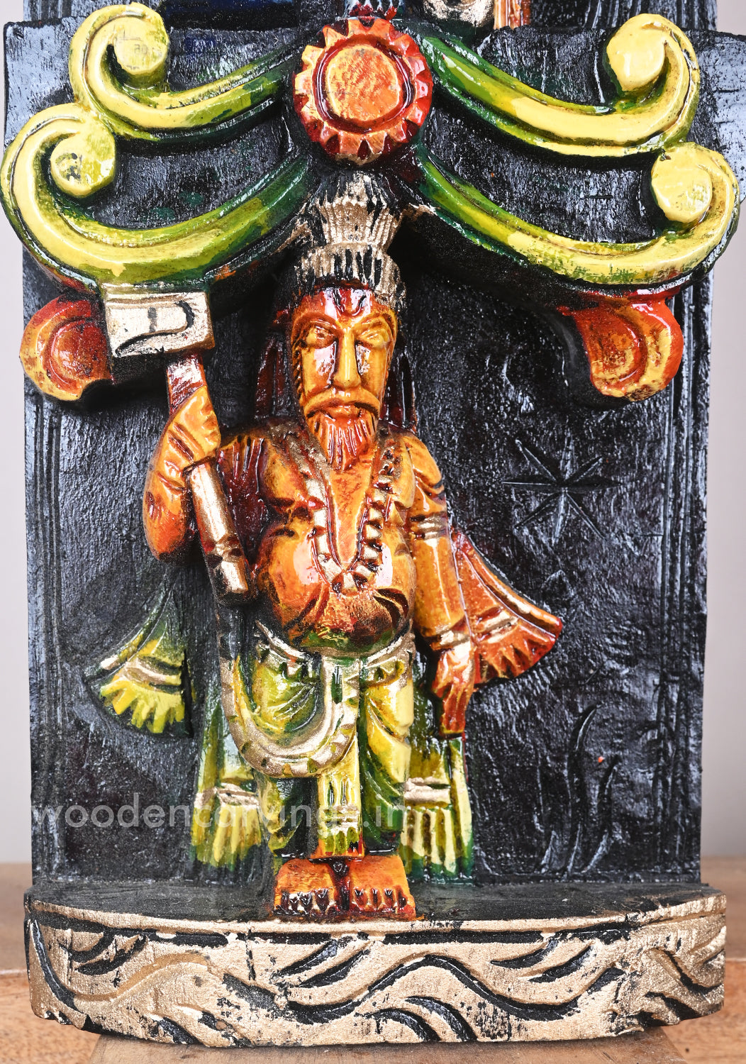 Unique and Elegant Vertical Mahavishnu Dasavatar Wooden Coloured Wall Panel 36"