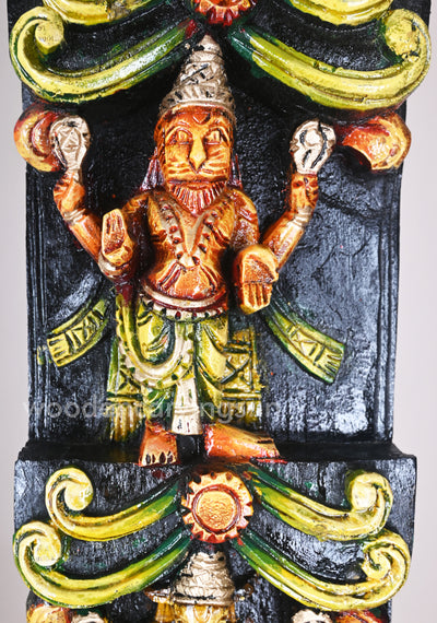 Unique and Elegant Vertical Mahavishnu Dasavatar Wooden Coloured Wall Panel 36"