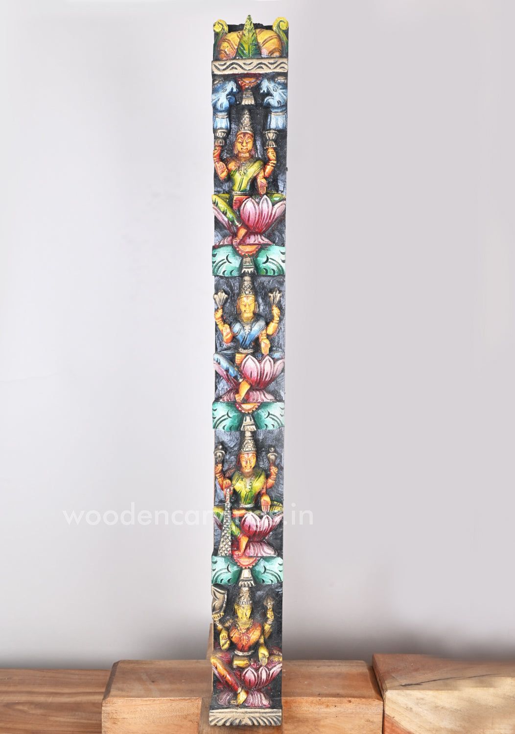 Eight incarnations of Lakshmi Devi Called Asta Lakshmi Vertical Multicoloured Wall Panel 36"