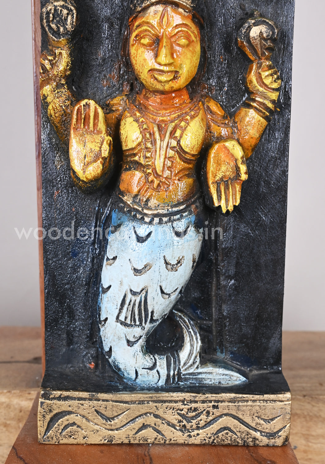 Evils Mahavishnu Ten Avatars Vertical Multicoloured wooden  Panel 42"