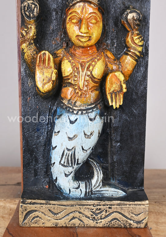 Evils Mahavishnu Ten Avatars Vertical Multicoloured wooden  Panel 42"