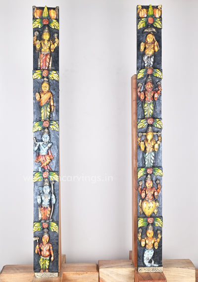 Protect the World From Evils Mahavishnu Ten Avatars Vertical Multicoloured Panel 42"