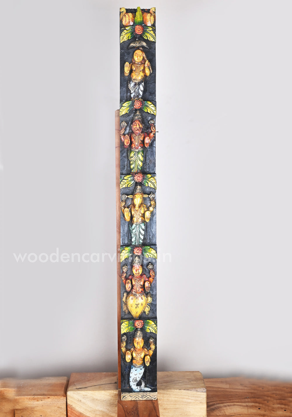 Evils Mahavishnu Ten Avatars Vertical Multicoloured wooden  Panel 42"