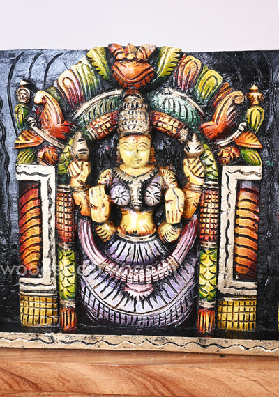 Horizontal Lord Balaji with Lakshmi and Padmavathi Multicoloured Wall Panel 48"