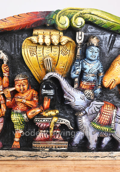 Rare Collection of Mahadev with Goddess Parvathi and Auspicious Shiva lingh Horizontal Coloured Panel 48"