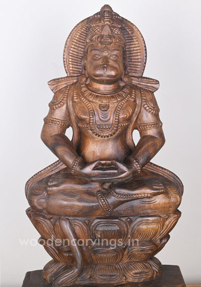 Vayu Putra Hanuman Doing Meditation on Lotus in Dhyana Mudra Sculpture 25"