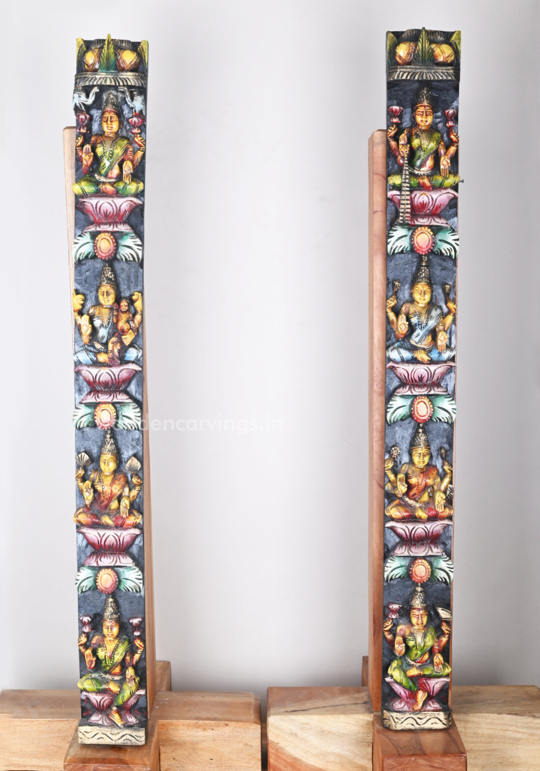 Vertical Eight Lakshmi's Incarnations Multicoloured Paired Wall Mount 36"