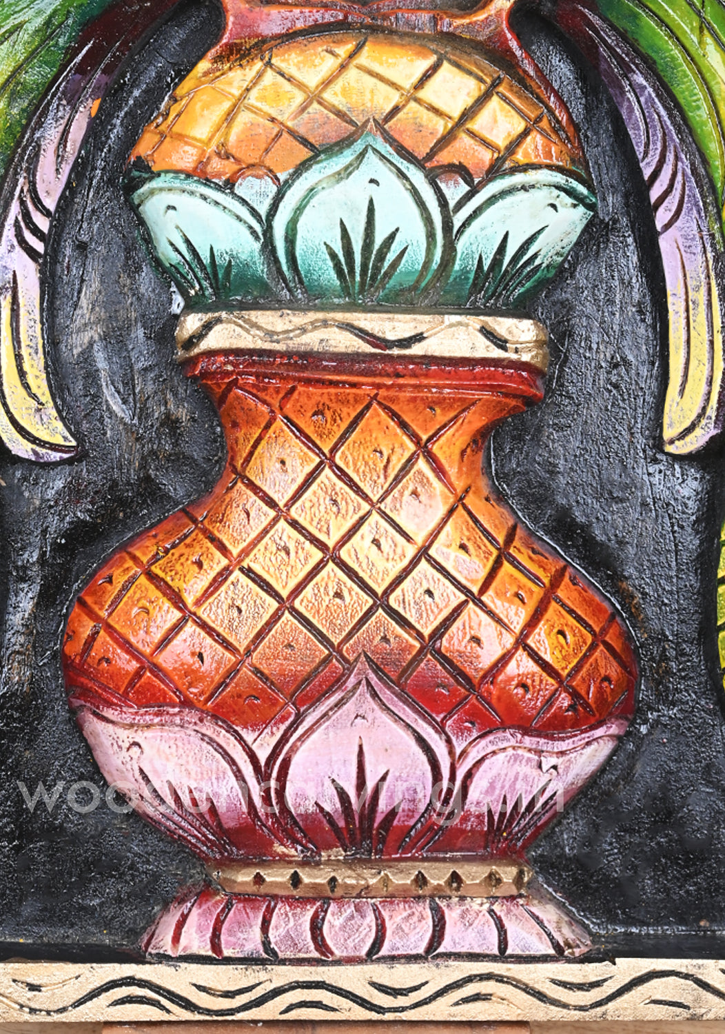 Wooden Standing Parrots on Water Pot – Decorative Wall Mount 18"