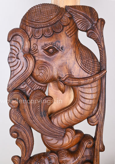 Mother Elephant Eating Trees with Baby Elephant Excellent Handmade Wall Mount 25"
