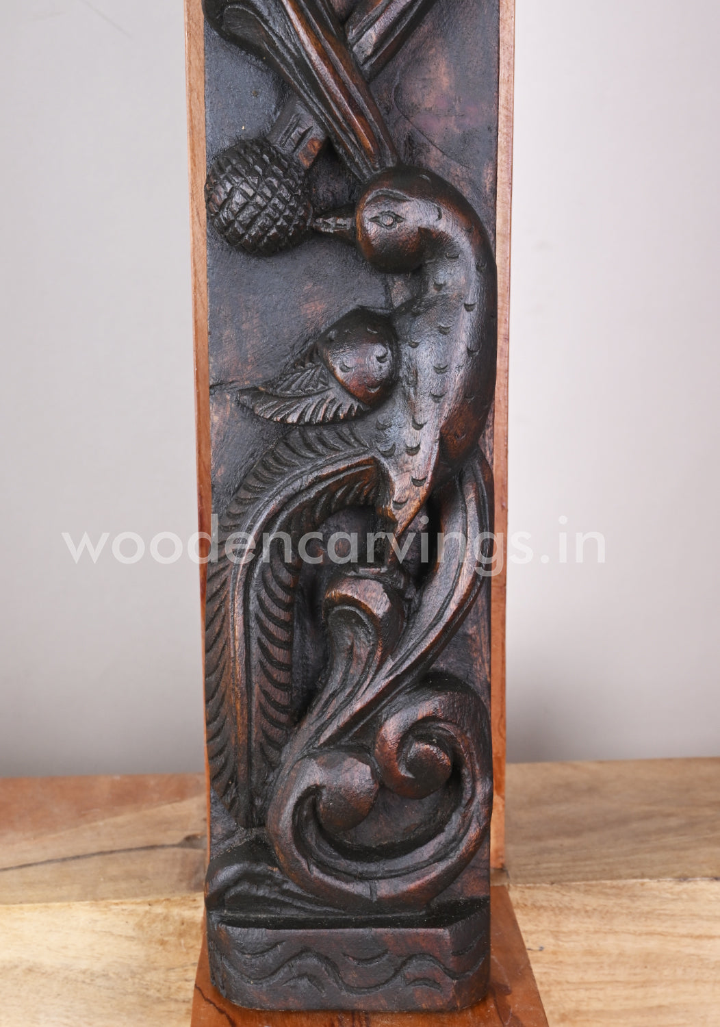 Standing Parrots Wax Brown Finishing Door Decor wooden Wall Panel 36