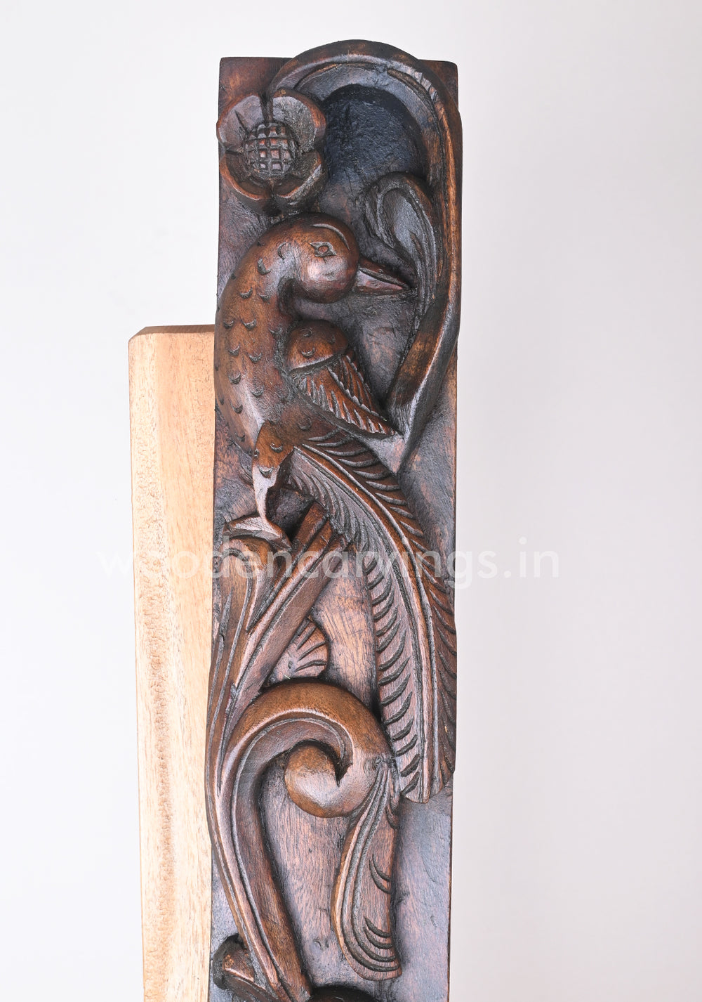 Standing Parrots Wax Brown Finishing Door Decor wooden Wall Panel 36