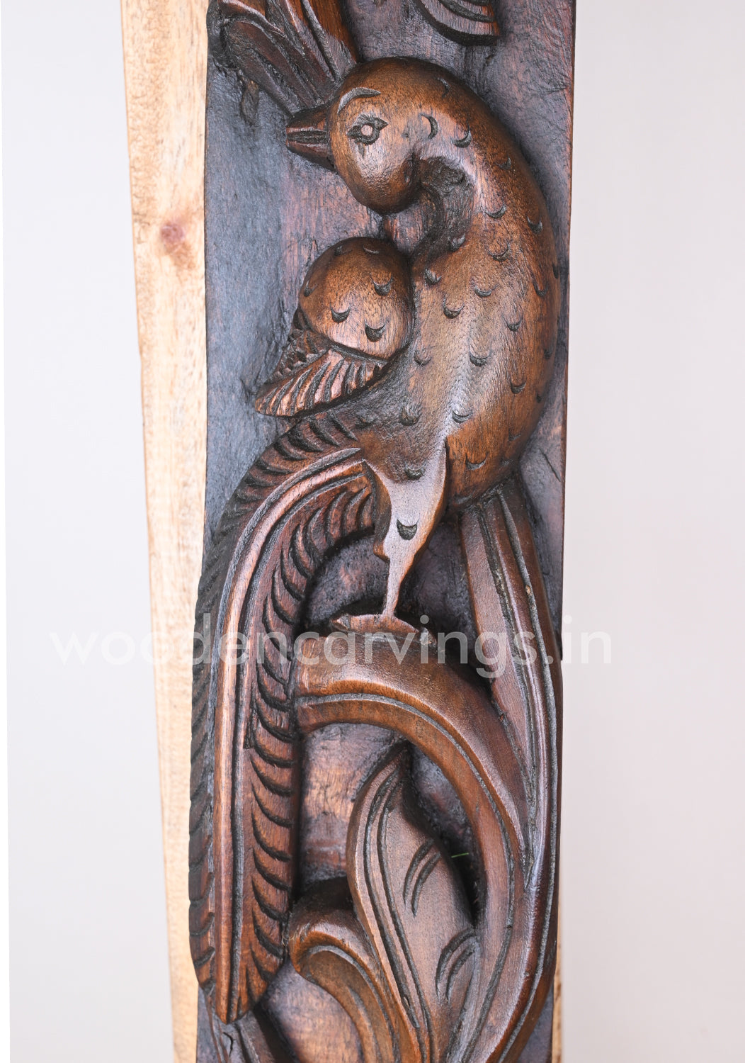 Standing Parrots Wax Brown Finishing Door Decor wooden Wall Panel 36